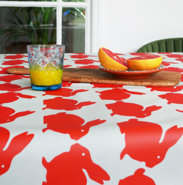 [Ƴ]Anorak Kissing Rabbits Cotton Coated Tablecloth 䳢 ̺