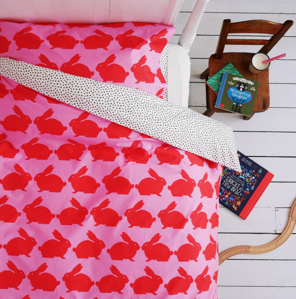 [Ƴ]Anorak Kissing Rabbits Organic Cotton Single Duvet Set (Pink) 䳢 ư Ŀ