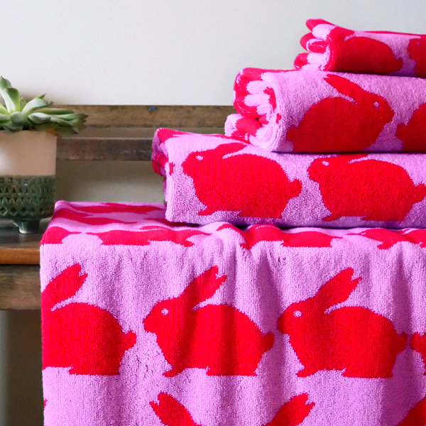 [Ƴ]Anorak Kissing Rabbits Pink Towels Ÿ