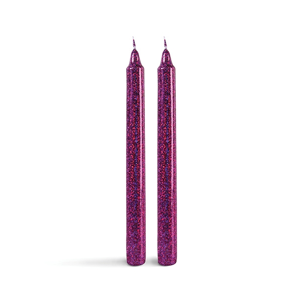 [Ŭ]Glitter Candles Violet Set Of 2_KL20203003