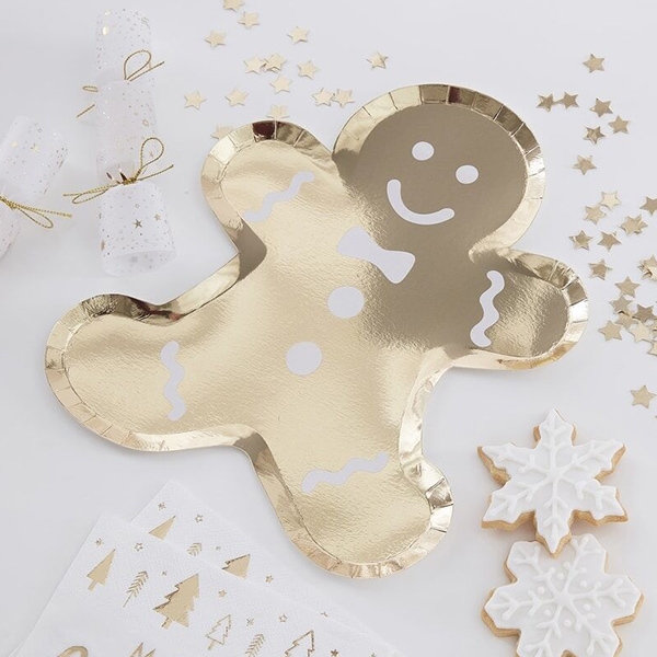[진저레이]Gold Gingerbread Christmas Paper Plates(8개 세트)_GOL627GG