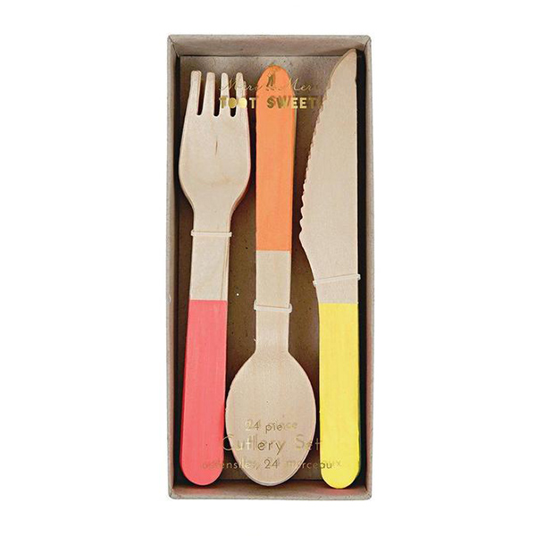 [메리메리]Neon Wooden Cutlery Set(24개 세트)_ME143461