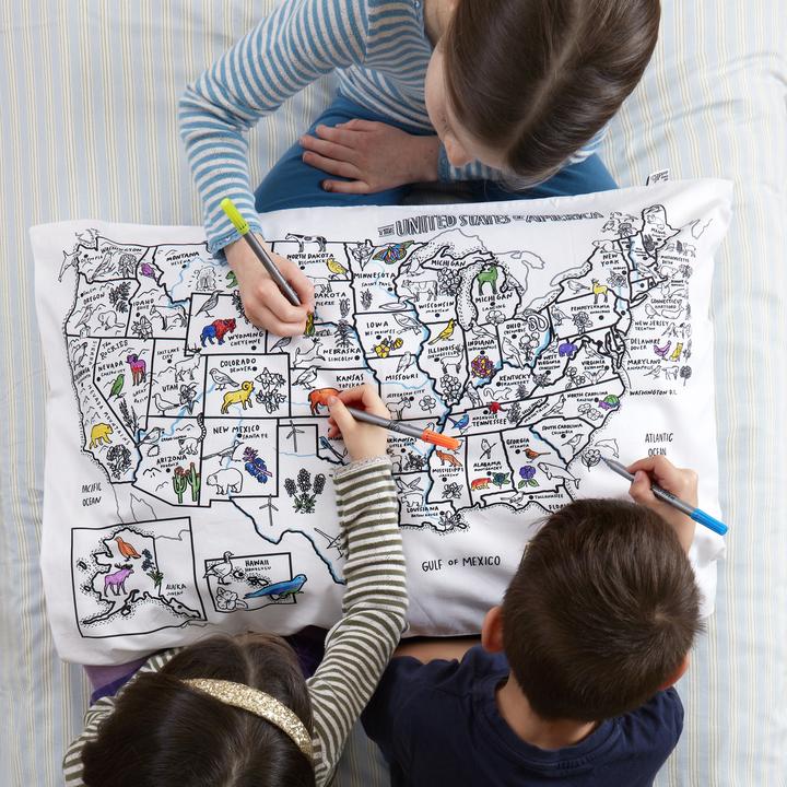 [잇슬립두들]US map pillowcase - colour in & learn