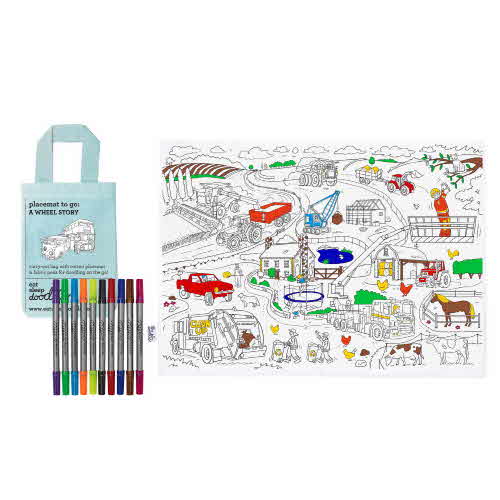 [սε]working wheels placemat to go - colour in & learn ÷Ʈ ÷̽ Ʈ