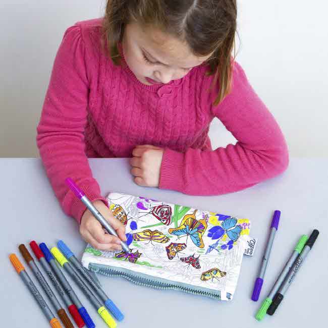 [잇슬립두들]butterfly pencil case - colour in & learn 컬러아트 필통