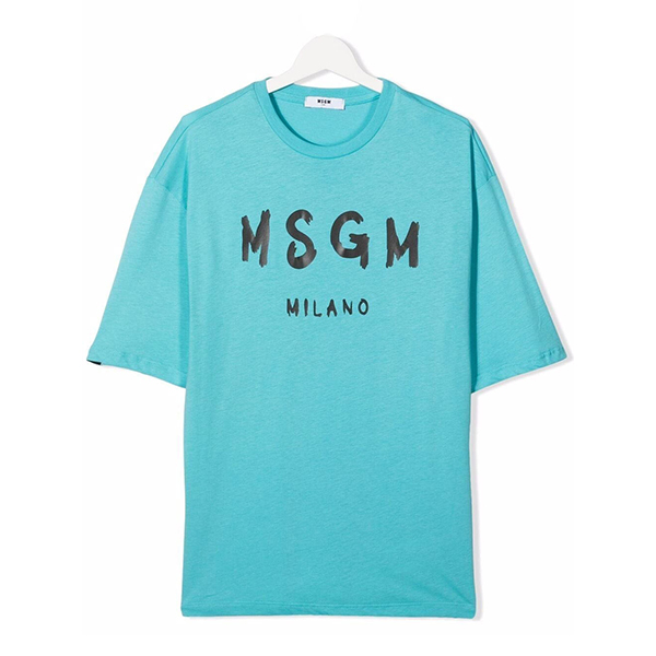 [MSGM KIDS]로고포인트 라운드 티셔츠-MS21KATSH7671SBL