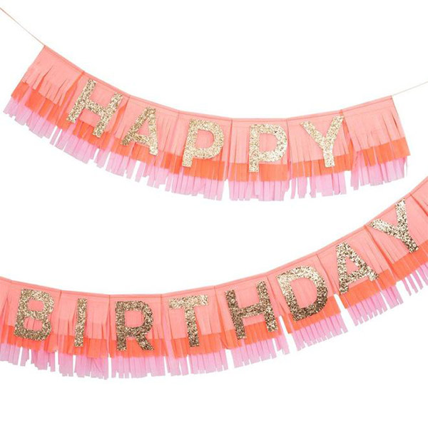 [메리메리]Pink Happy Birthday Fringe Garland 핑크 해피벌스데이 프린지 가랜드-ME211528