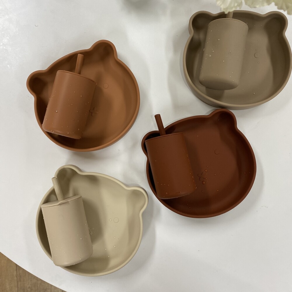 [다이나] 베어플레이트 컵세트 Bear plate & straw cup set
