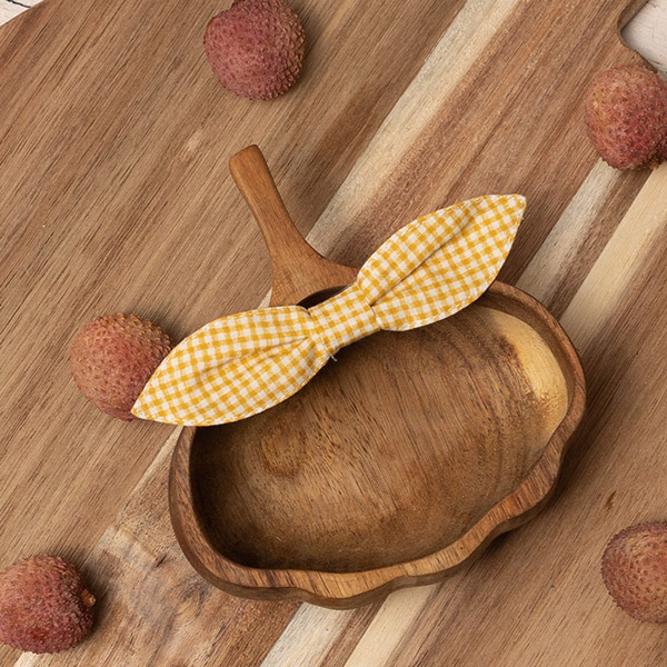 [ֻڶ] Yellow gingham bow hair clip_-BR22KAHAC0031YEL
