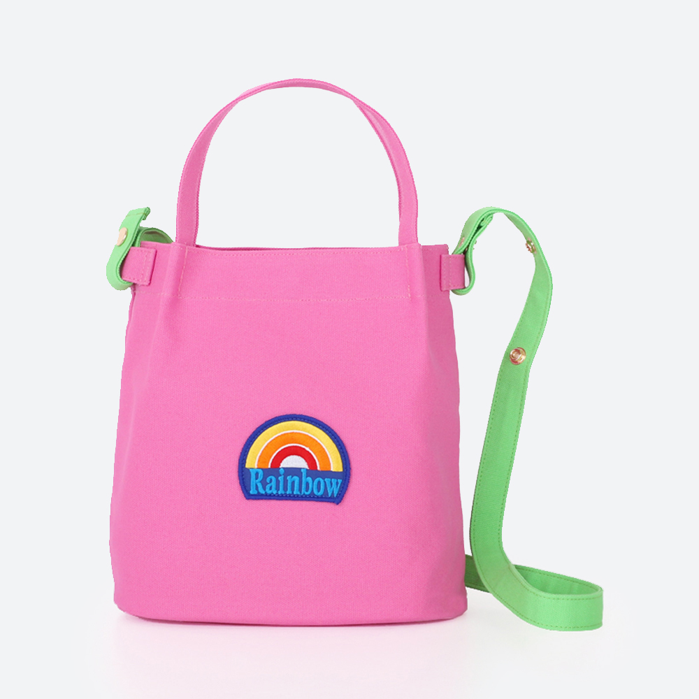 [Rainbow Wappen Bag]레인보우와펜백 버블껌핑크 믹스 라지