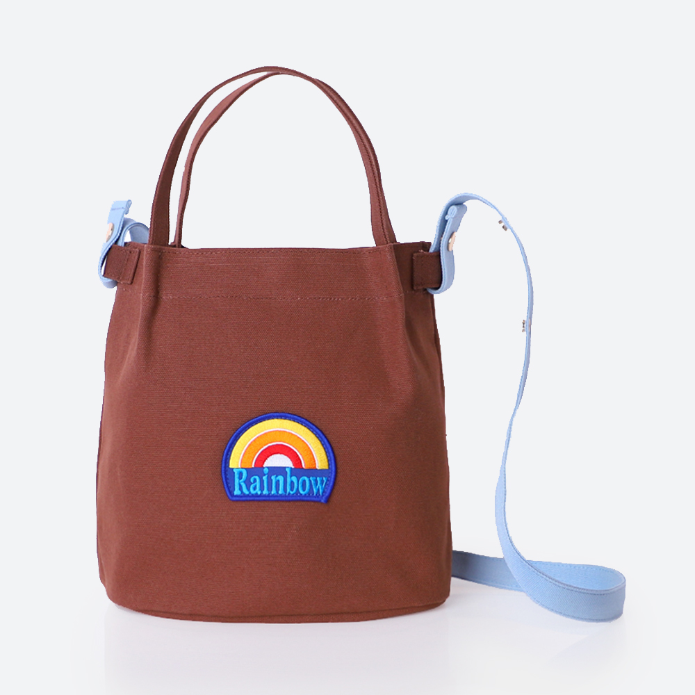 [Rainbow Wappen Bag]레인보우와펜백 브라운 믹스 라지