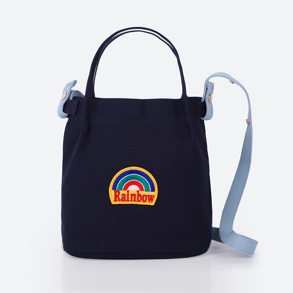심도마도[Rainbow Wappen Bag]레인보우와펜백 청키네이비 믹스 라지