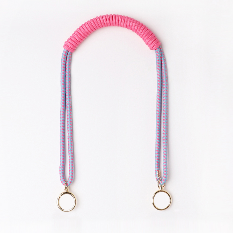 ɵ[ũ  Ʈ]Macrame Bag Strap - Pink & Pale Blue