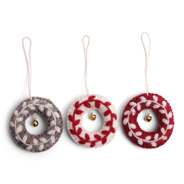 [ر׸ؽ]Mini Wreath Ornaments (Set of 3) ʸƮ-EN00LNORN2322RED