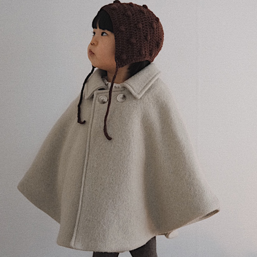 [Ʃ ø] WOOL CAPE COAT + PADDING HOOD( OATMEAL )