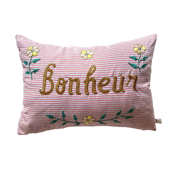 [CSAO]Embroidered cushion BONHEUR-CA00LNCUS1812BON