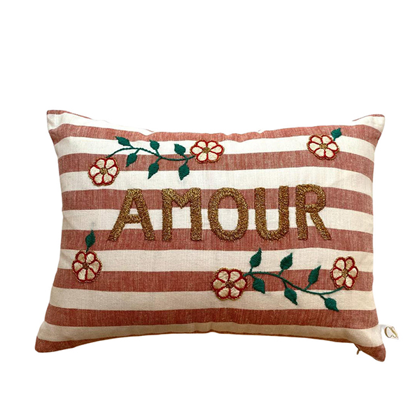 까사오[CSAO]Embroidered cushion AMOUR-CA00LNCUS1657AMO