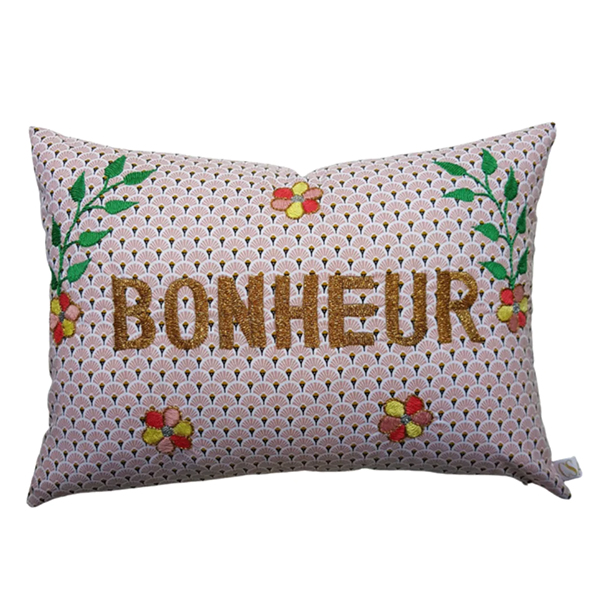 [CSAO]Embroidered cushion BONHEUR-CA00LNCUS1368BON