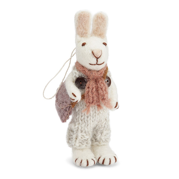 [ر׸ؽ]White Bunny with Rose Scarf and Grey Pants-EN00LNORN0613BNY