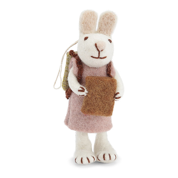 [ر׸ؽ]White Bunny with Lavender Dress and Book-EN00LNORN1213BNY