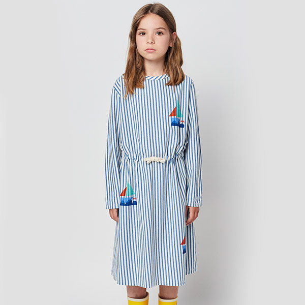 20[]Blue Stripes long sleeve dress-BB23KSDREC128110
