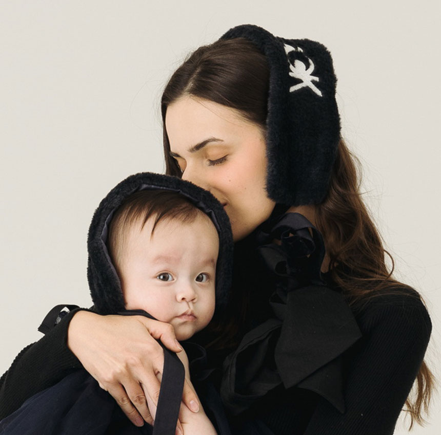 [ũũ] Fur&Padded ear-muff_Charcoal (Mom&Kid size)