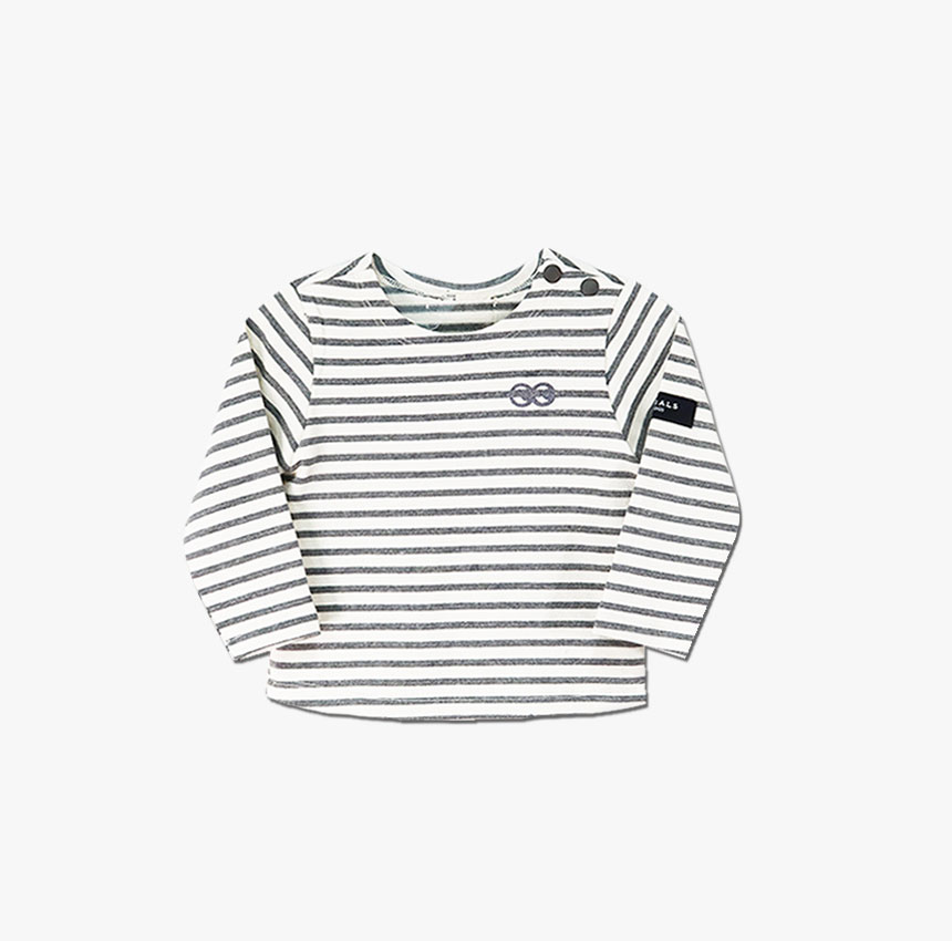 [ũũ]Kid's Classic Stripes Boat TS_Gray