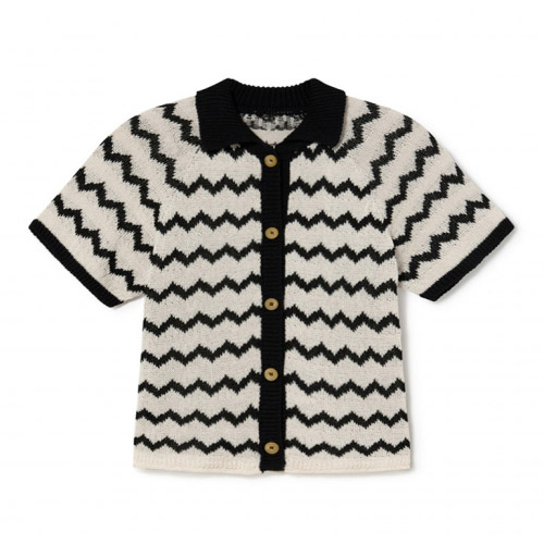 23SS[ƲũƼ丮]Wavy Knit Shirt(BLACK)_