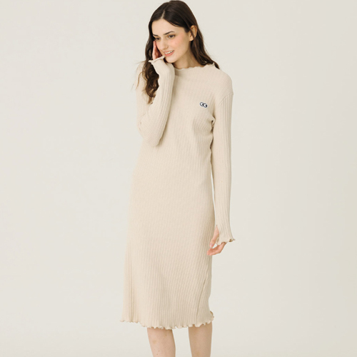 [ũũ]Woman Fingerhole Babylock Essential Daydress_Beige