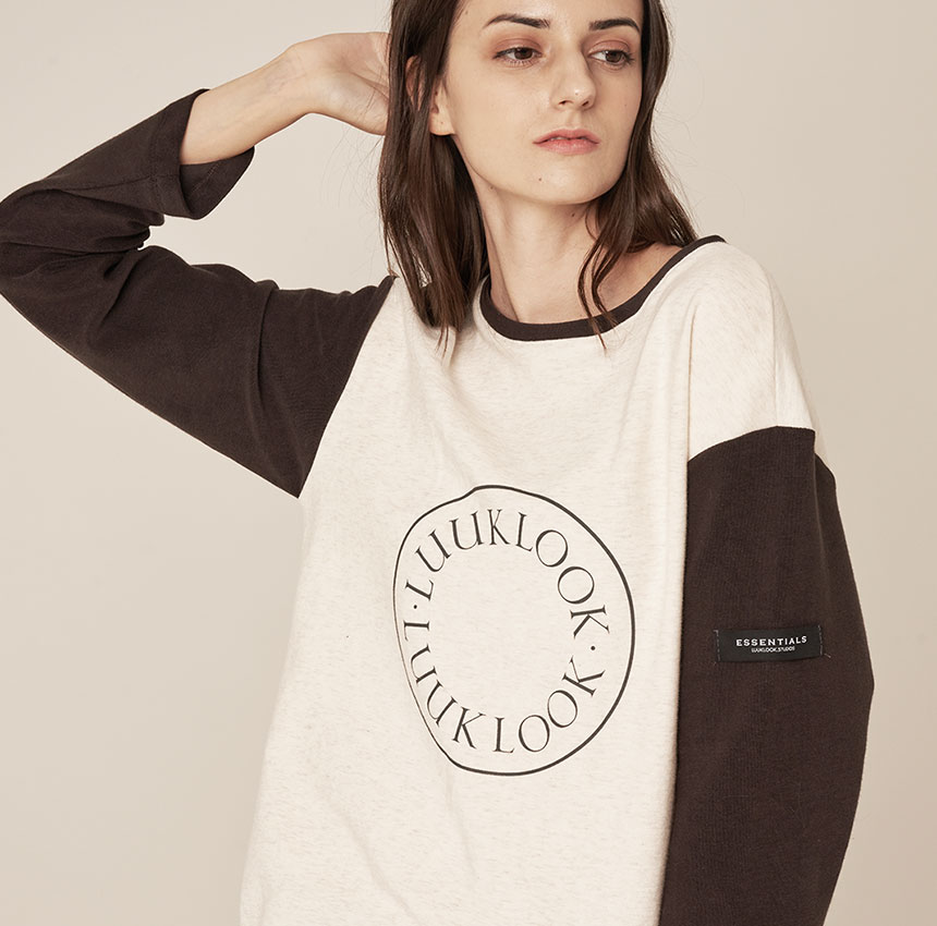 [ũũ]Woman Circle Logo Velour T_BK