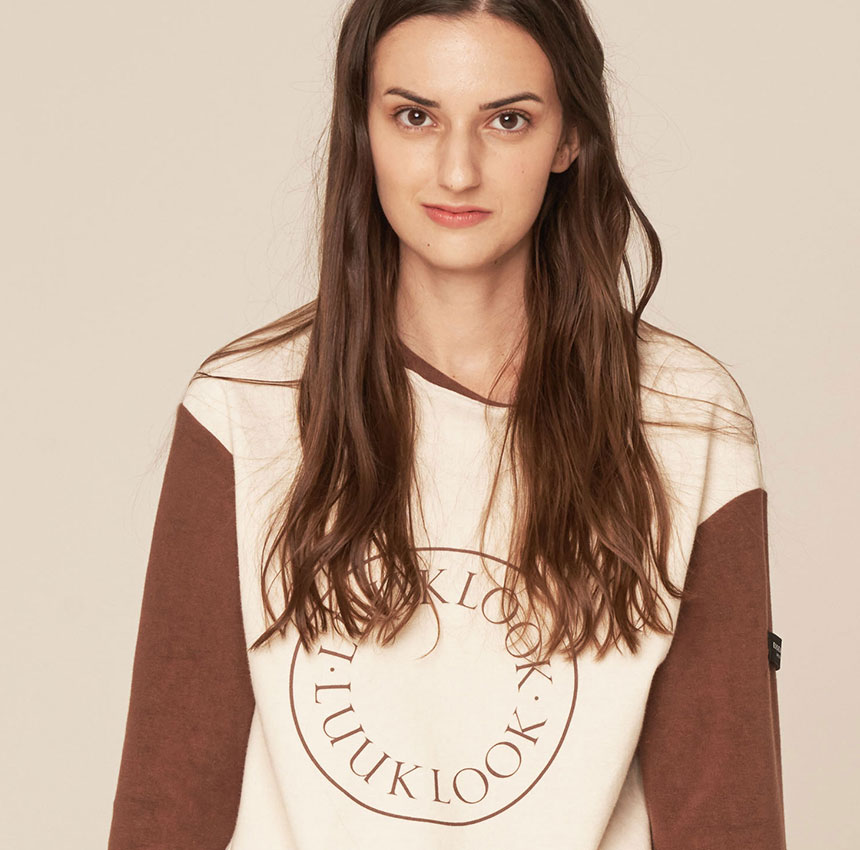 [ũũ]Woman Circle Logo Velour T_Brown
