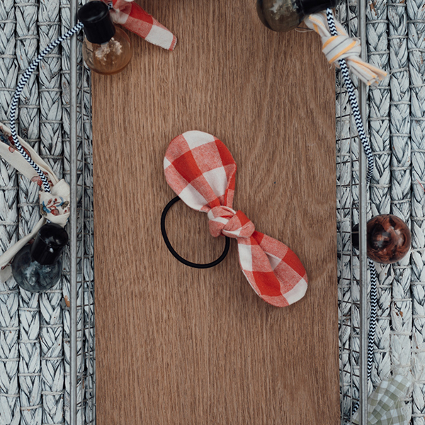0615 23SS[ֻڶ]Red Ginham hair ties with bow_Ÿ-BR23KSHAB0056RGH