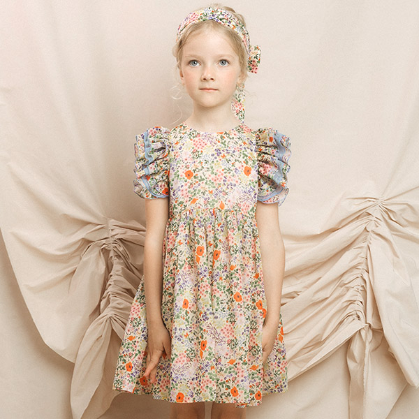 30[ĵ]Chiffon Dress with Ruffles Meadow Multicolor-PM23KSDRE3131MT