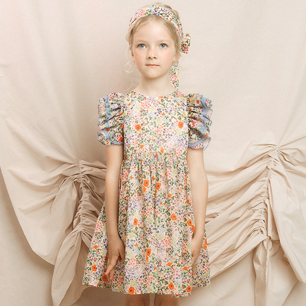 40MRCL [ĵ]Chiffon Dress with Ruffles Meadow Multicolor-PM23KSDRE3131MT