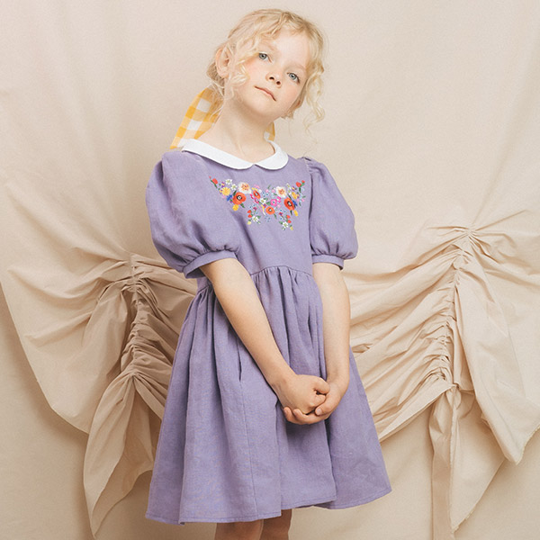 30[ĵ]Linen Dress Forgetmenot Violet-PM23KSDRE2214VLT