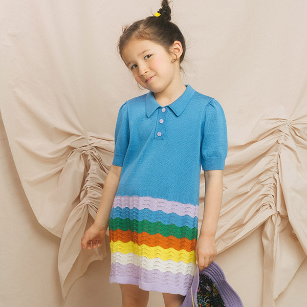 30[파데모드]Knit Dress Rainbow Blue-PM23KSDRE9125BLU