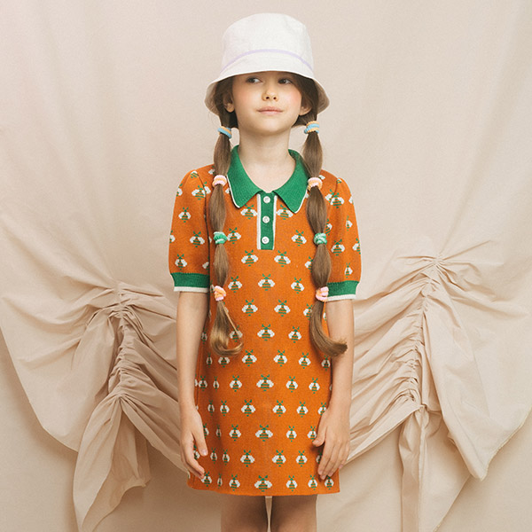 30[ĵ]Knit Dress Bees Orange-PM23KSDRE9423ORG