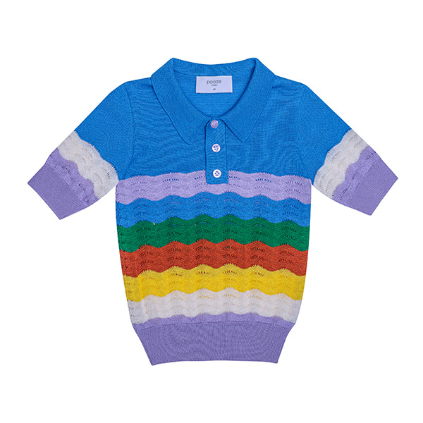 30[파데모드]Knit Polo Shirt Rainbow Blue-PM23KSTOP5525BLU
