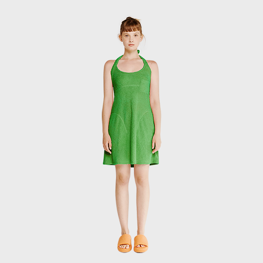 [ʸ÷̽]׸ 巹 Terry Dress Green 