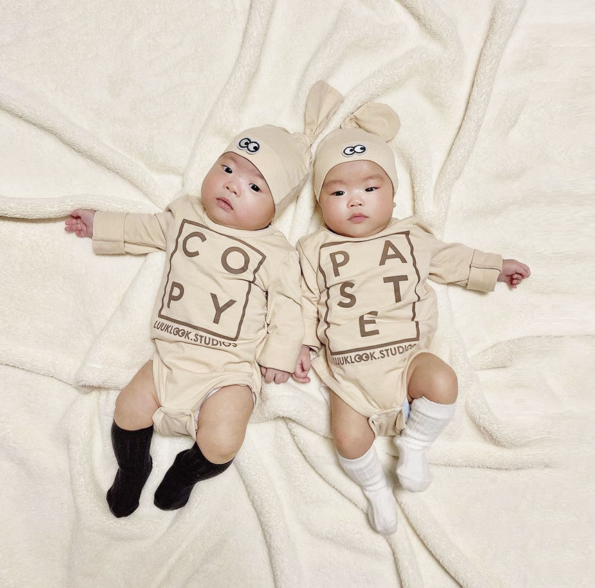 [ũũ]COPY&PASTE Bodysuit Set for Twins_Beige