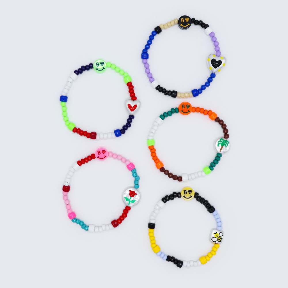 [봉보]유니크 컬러 플레이 스마일 참 비즈 팔찌 Unique color play smile beads Bracelet