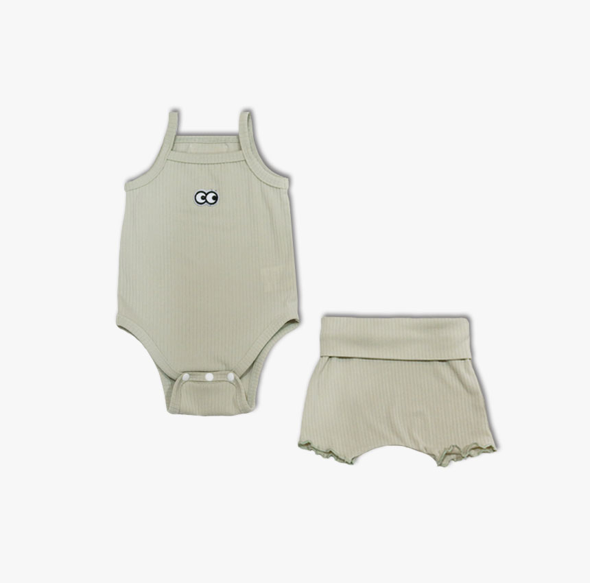 [ũũ]Ice cooling baby onesie&bloomer set olive