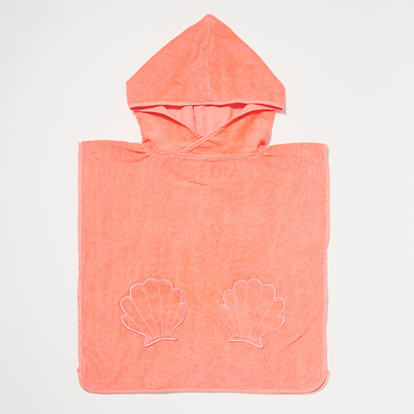 [϶]Beach Hooded Towel Ocean Treasure Neon Rose -S3VBHTOT