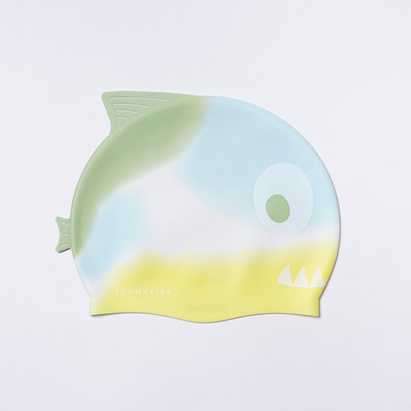 [϶]Shaped Swimming Cap Shark Tribe Khaki Ombre -S3VCAPST