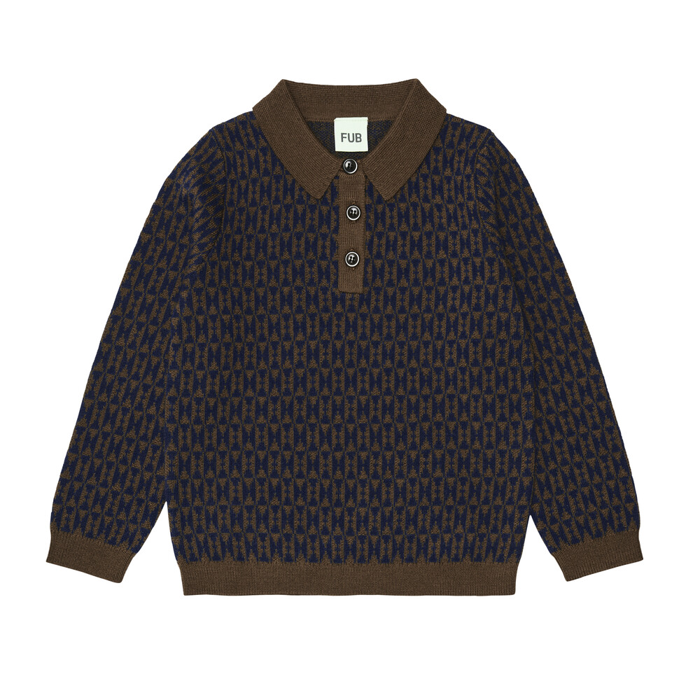 AW23[FUB KIDS]ۺŰ Jaquard Polo (amber/royal blue) īƮ