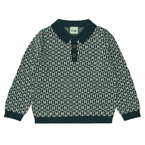 AW23[FUB KIDS]ۺŰ Jaquard Polo (deep teal/pistachio) īƮ