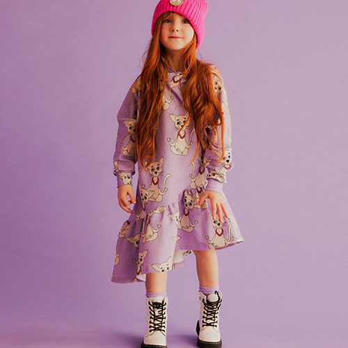 AW23[]YOGICAT HOODED DRESS_巹 / VIOLET-DSCD3YGDR031VIO