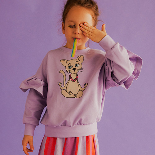 AW23[]YOGICAT FRILL SWEATSHIRT_ / VIOLET-DSCD3YGM2021VIO