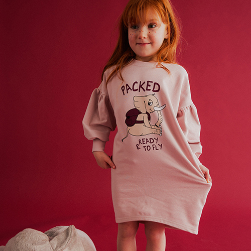 AW23[]ELLIE PUFF TUNIC_巹 / LIGHT PINK-DSCD3ELDR041LPK