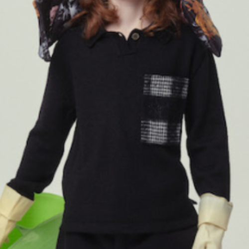 23AW[ƲũƼ丮]Black knit poloshirt_Ƽ